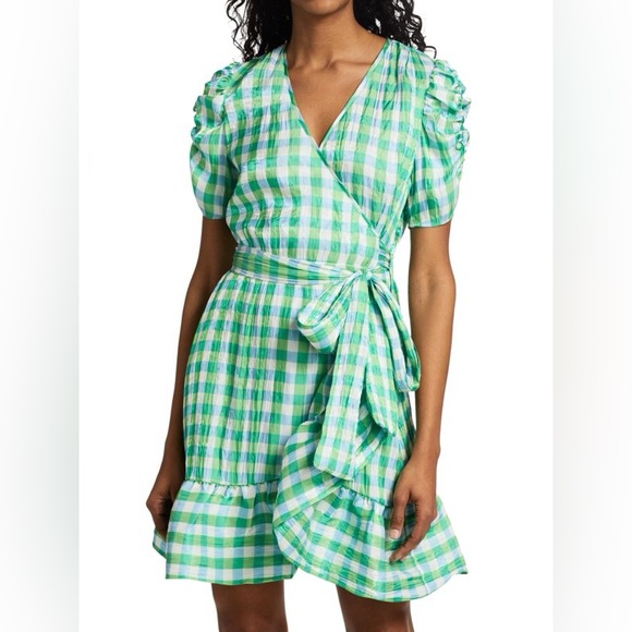 TANYA TAYLOR Natasha Gingham Wrap Dress - Picture 1 of 6
